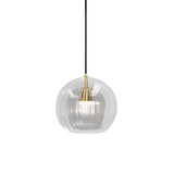 Modern Double Layer Glass Pendant Light with Electroplated Brass Finish Nordic Chandelier