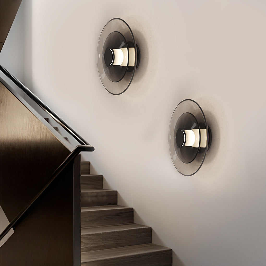 Modern Double Layer Glass Wall Sconce Round LED Nordic Indoor Light Fixture for Living Room Bedroom