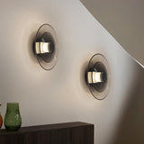 Modern Double Layer Glass Wall Sconce Round LED Nordic Indoor Light Fixture for Living Room Bedroom