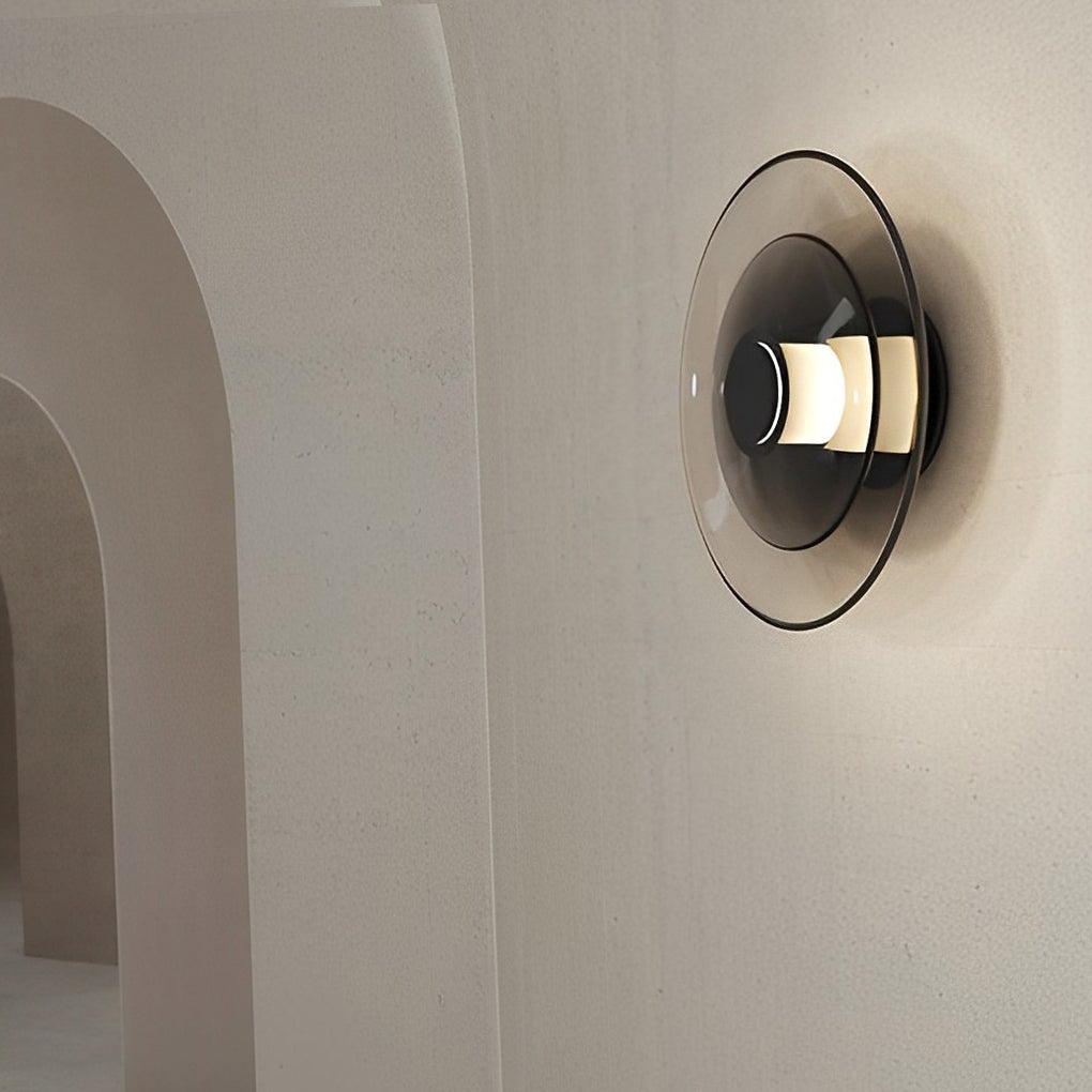 Modern Double Layer Glass Wall Sconce Round LED Nordic Indoor Light Fixture for Living Room Bedroom