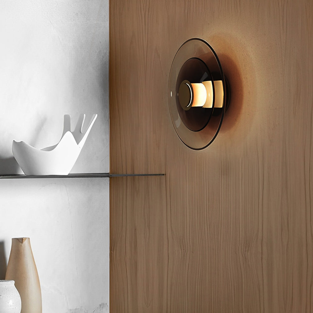 Modern Double Layer Glass Wall Sconce Round LED Nordic Indoor Light Fixture for Living Room Bedroom