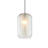 Modern Double Layered Glass Pendant Lighting with Faux Marble Interior and Adjustable Cord