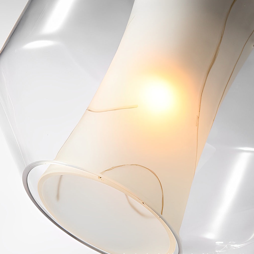 Modern Double Layered Glass Pendant Lighting with Faux Marble Interior and Adjustable Cord