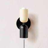 Modern Double Plug In Wall Sconce with Colorful Metal Glass Shades Dual Light Fixture