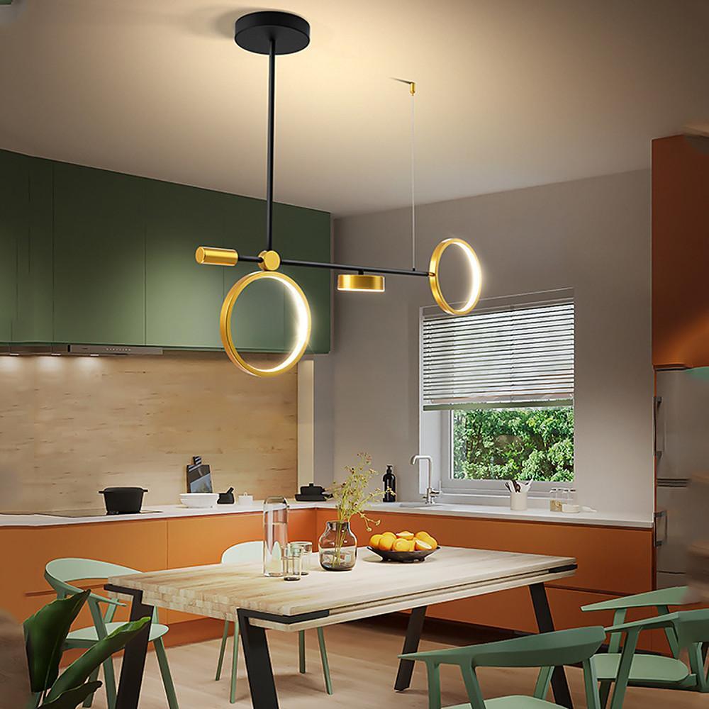 Modern Double Ring LED Chandelier Nordic Hanging Pendant Light for Kitchen Island and Dining Room