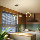 Modern Double Ring LED Chandelier Nordic Hanging Pendant Light for Kitchen Island and Dining Room