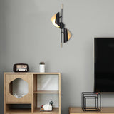 Modern Double Shade Metal Wall Sconce with Adjustable Rotation in Black and Gold