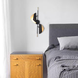 Modern Double Shade Metal Wall Sconce with Adjustable Rotation in Black and Gold