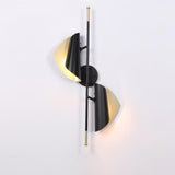 Modern Double Shade Metal Wall Sconce with Adjustable Rotation in Black and Gold