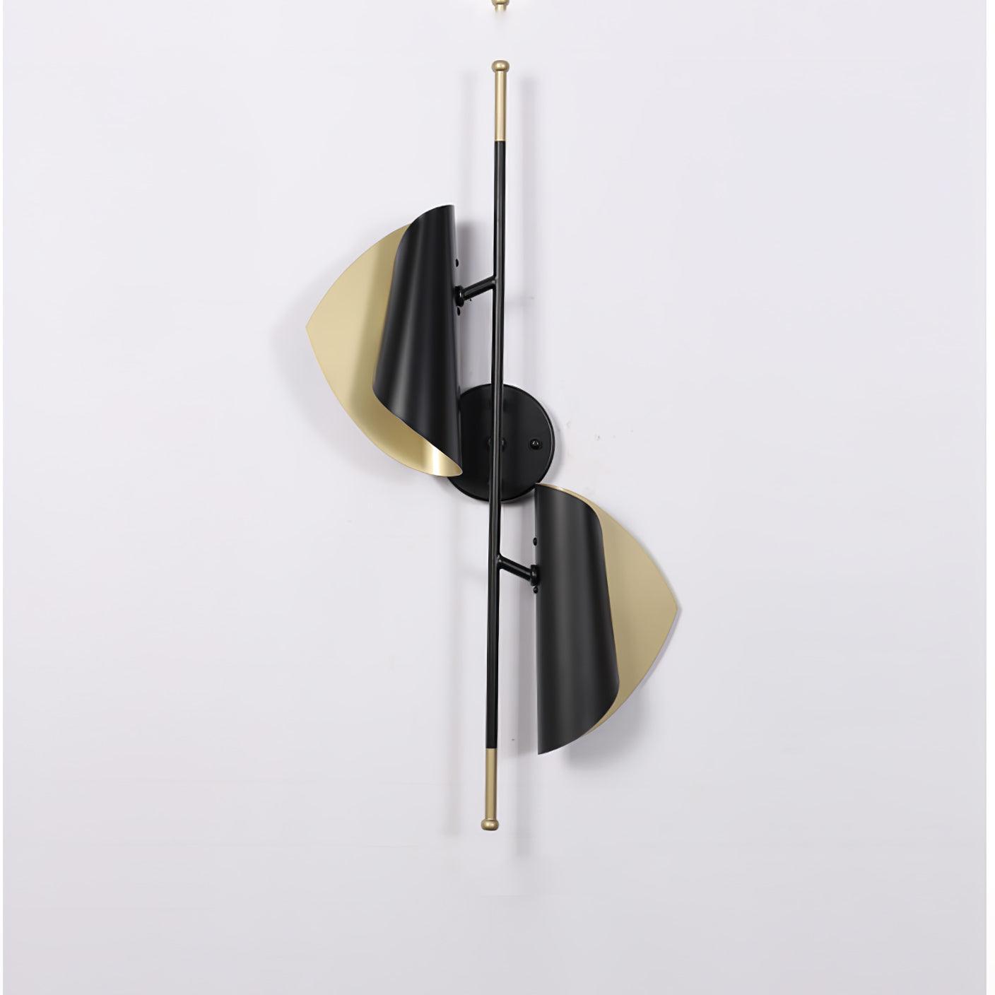 Modern Double Shade Metal Wall Sconce with Adjustable Rotation in Black and Gold