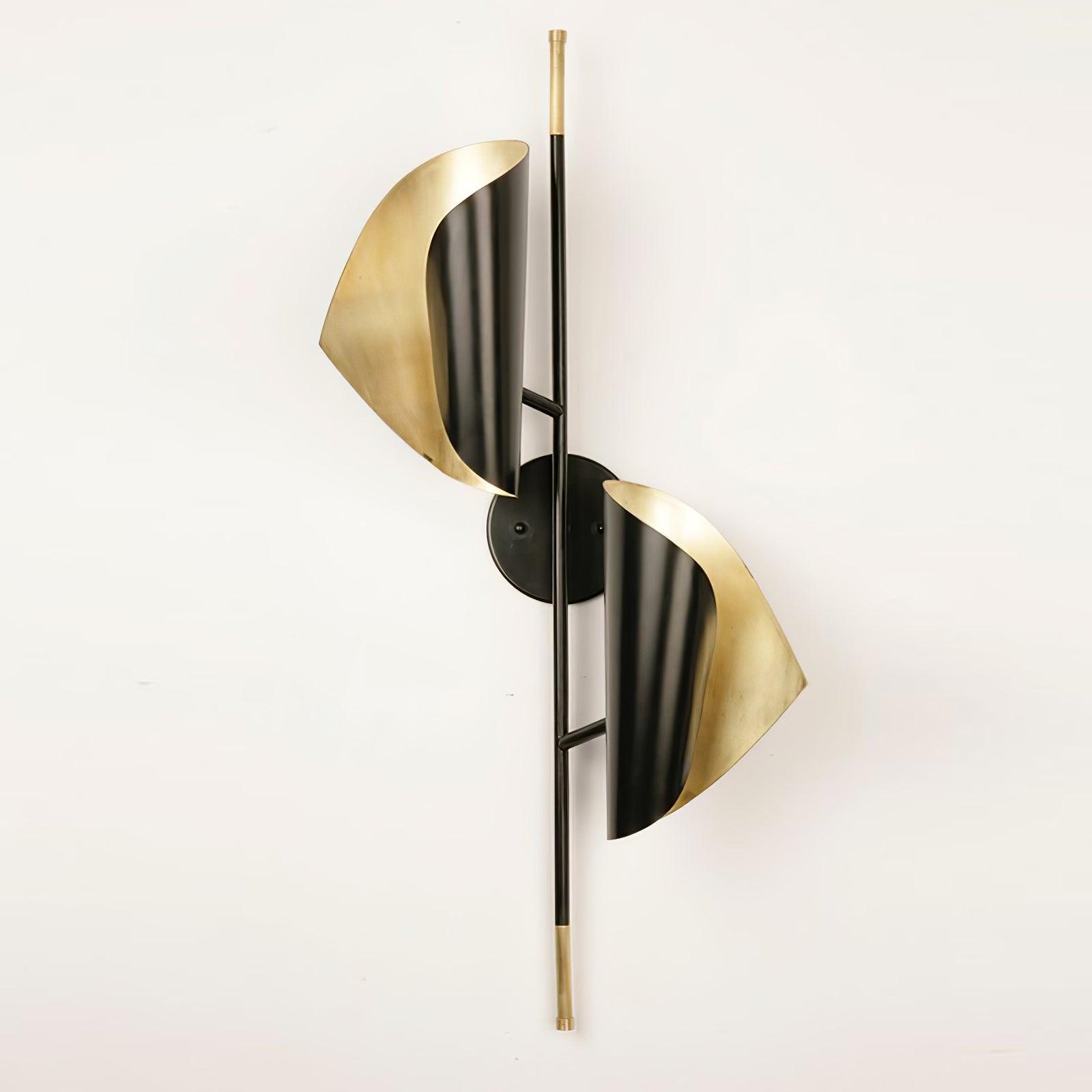 Modern Double Shade Metal Wall Sconce with Adjustable Rotation in Black and Gold