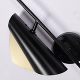 Modern Double Shade Metal Wall Sconce with Adjustable Rotation in Black and Gold