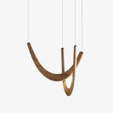 Modern Double U Shaped Wood LED Pendant Light for Dining Room and Office
