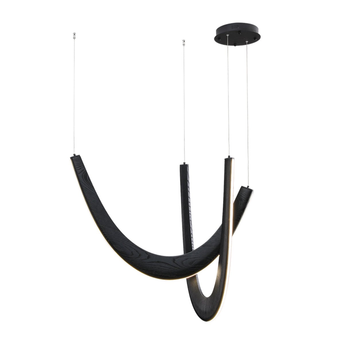 Modern Double U Shaped Wood LED Pendant Light for Dining Room and Office