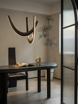 Modern Double U Shaped Wood LED Pendant Light for Dining Room and Office