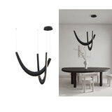 Modern Double U Shaped Wood LED Pendant Light for Dining Room and Office