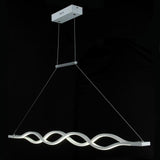 Modern Double Wave LED Pendant Light White Finish Kitchen Island Chandelier for Dining Room