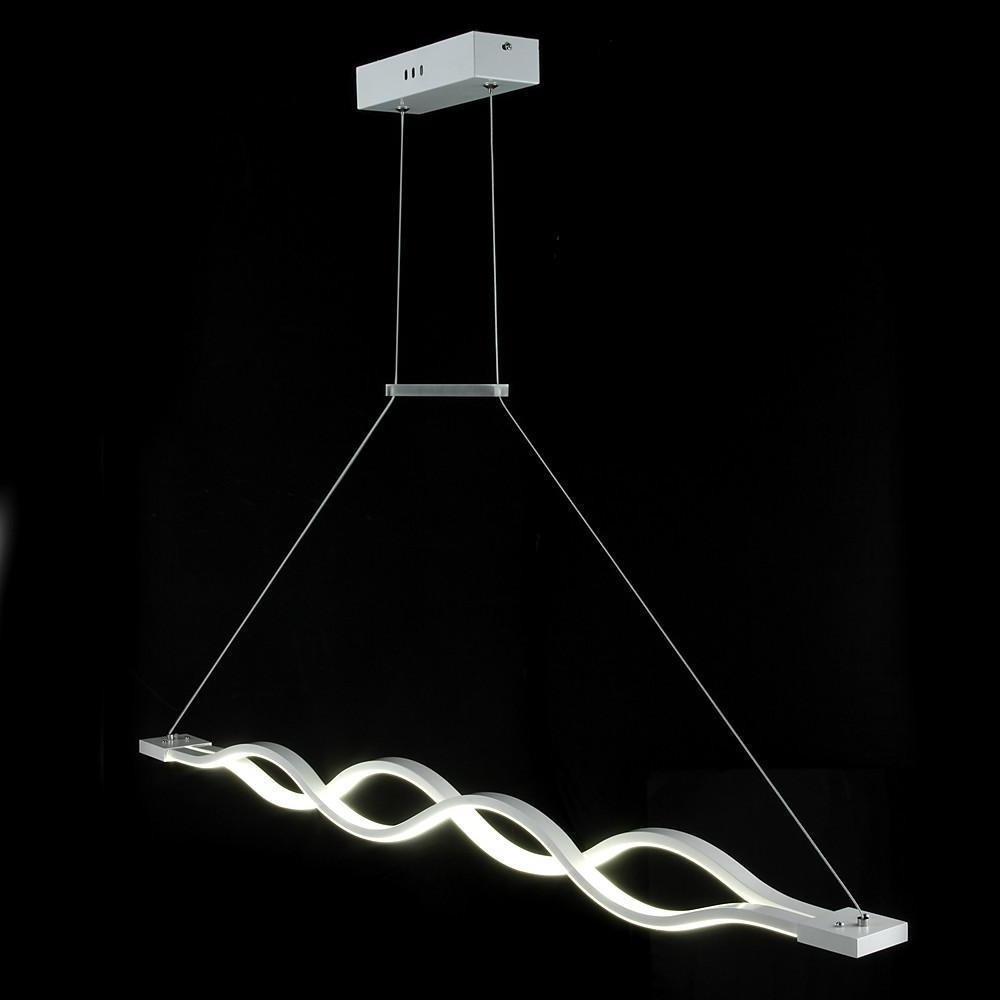 Modern Double Wave LED Pendant Light White Finish Kitchen Island Chandelier for Dining Room