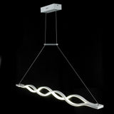 Modern Double Wave LED Pendant Light White Finish Kitchen Island Chandelier for Dining Room