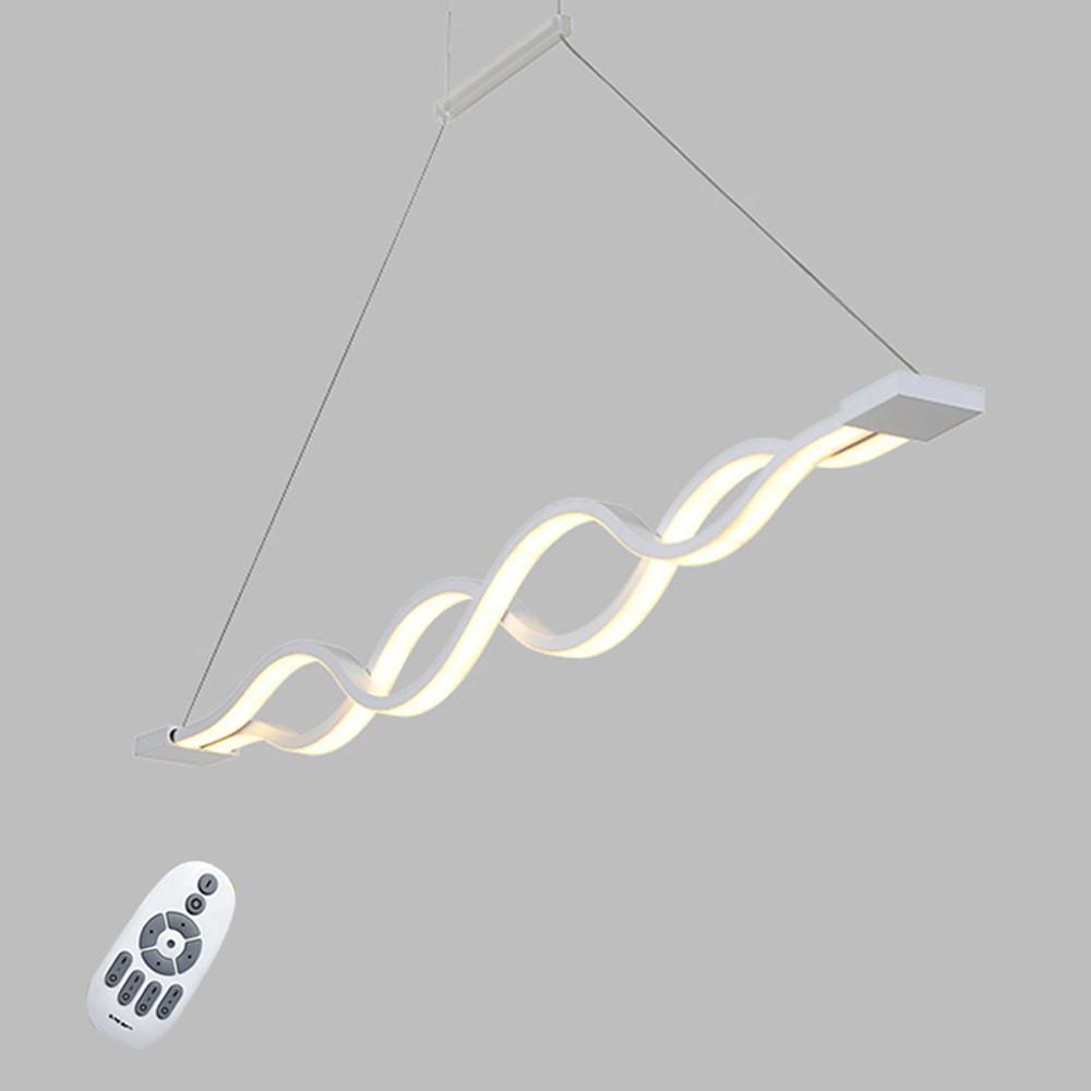Modern Double Wave LED Pendant Light White Finish Kitchen Island Chandelier for Dining Room