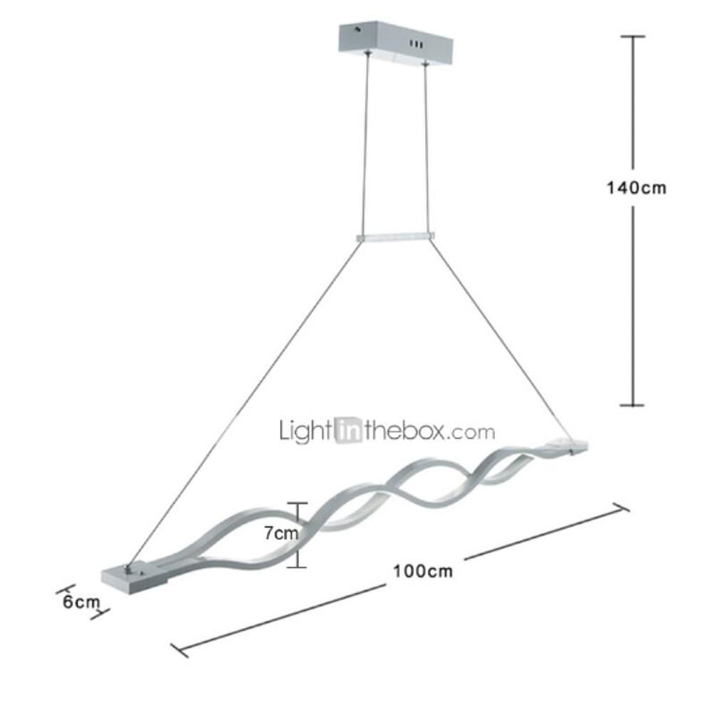 Modern Double Wave LED Pendant Light White Finish Kitchen Island Chandelier for Dining Room