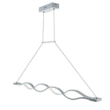 Modern Double Wave LED Pendant Light White Finish Kitchen Island Chandelier for Dining Room