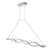 Modern Double Wave LED Pendant Light White Finish Kitchen Island Chandelier for Dining Room