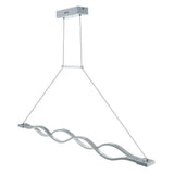Modern Double Wave LED Pendant Light White Finish Kitchen Island Chandelier for Dining Room