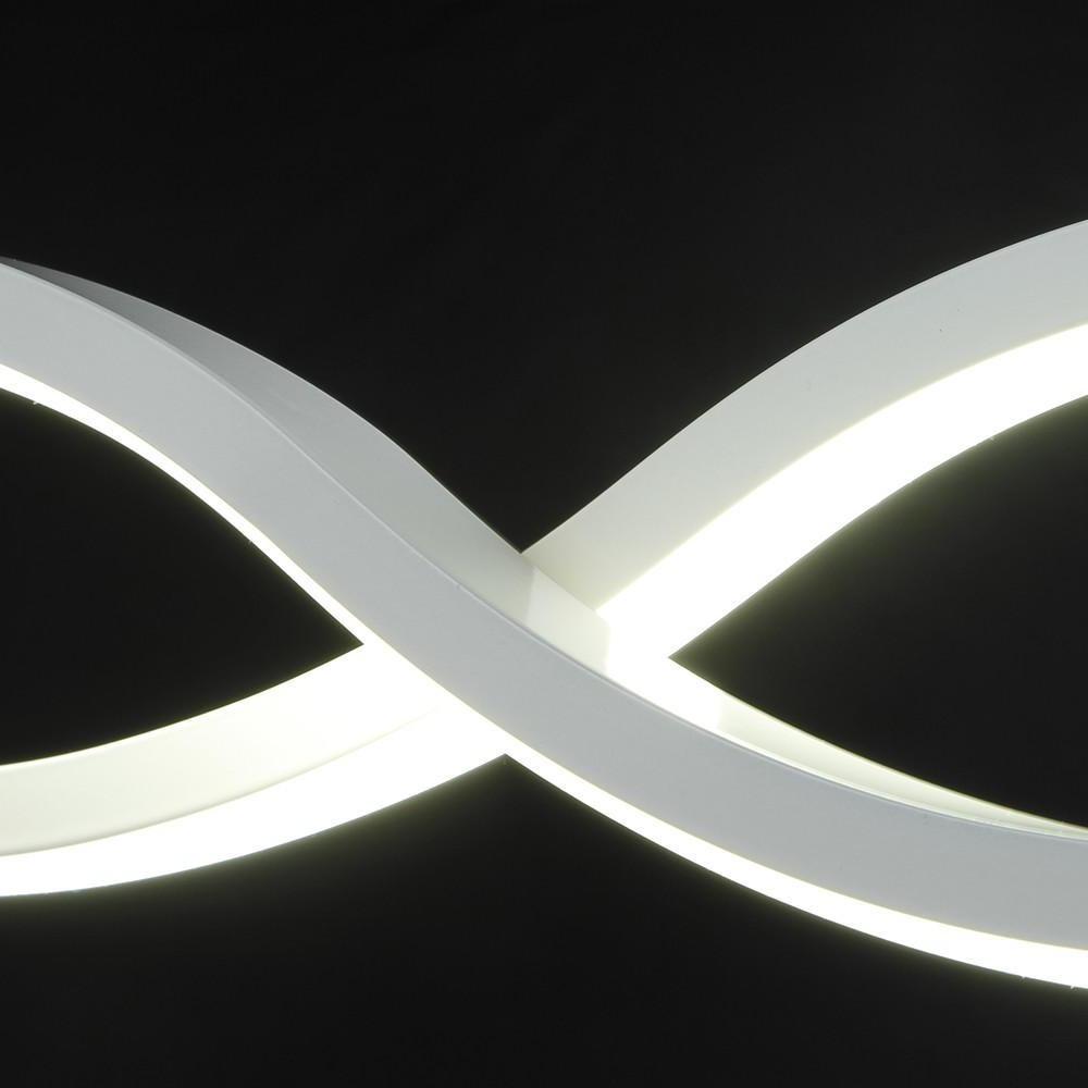 Modern Double Wave LED Pendant Light White Finish Kitchen Island Chandelier for Dining Room