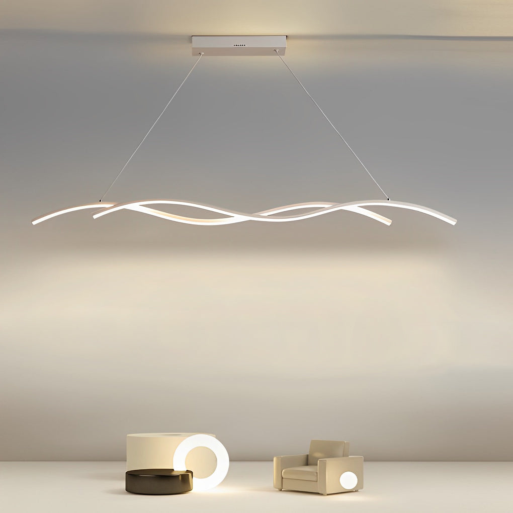 Modern Double Wavy LED Chandelier Creative Minimalist Hanging Pendant Light