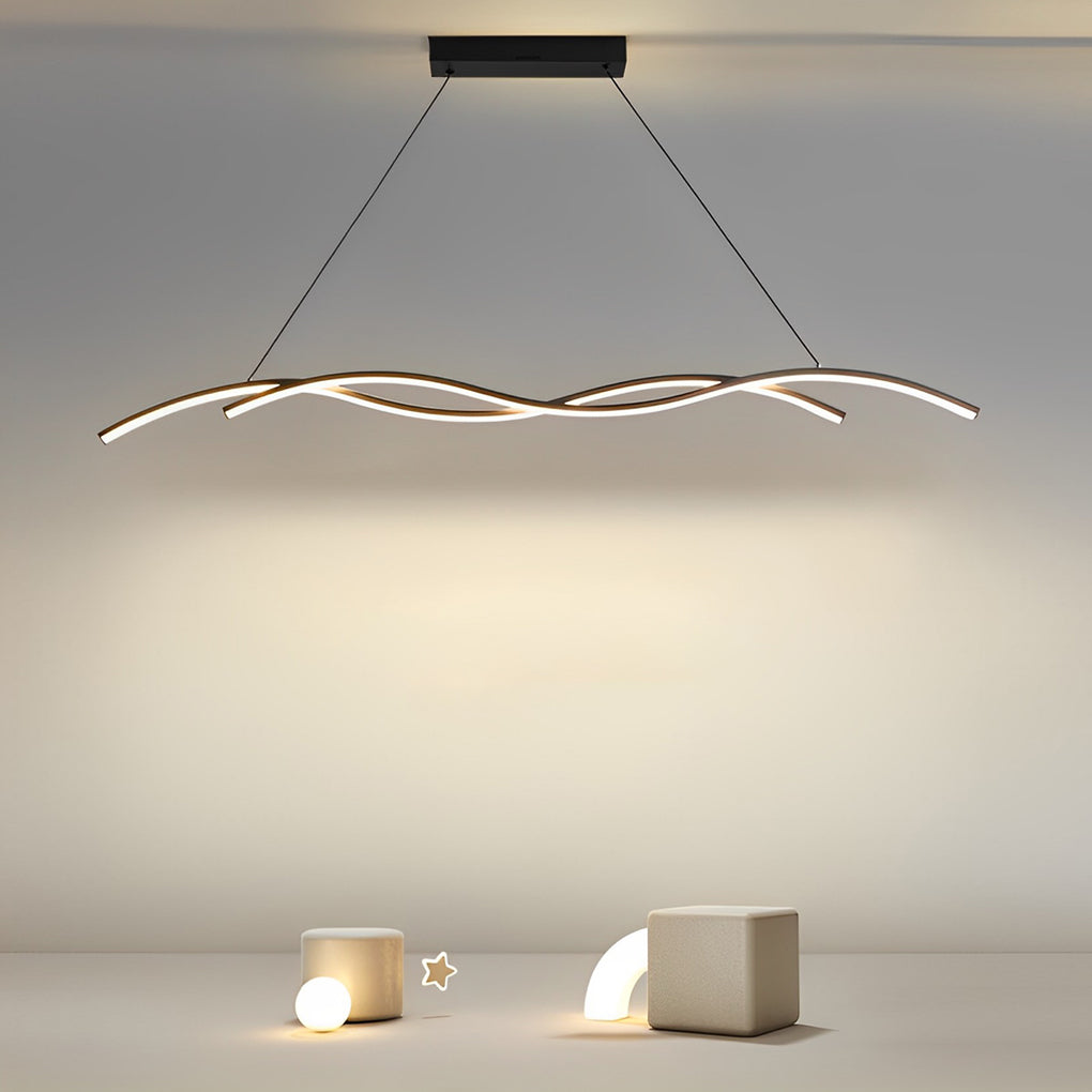 Modern Double Wavy LED Chandelier Creative Minimalist Hanging Pendant Light