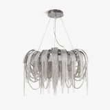 Modern Draped Metal Chain Chandelier LED Gasolier Lighting in Rose Gold and Chrome