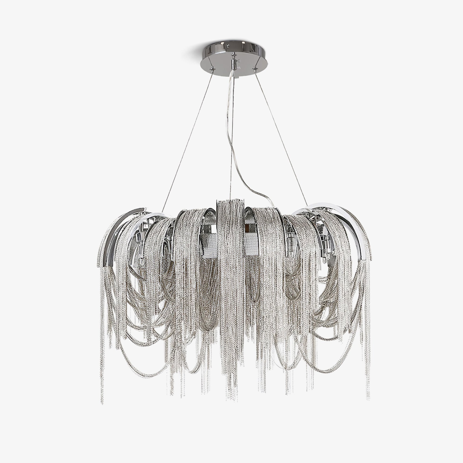 Modern Draped Metal Chain Chandelier LED Gasolier Lighting in Rose Gold and Chrome