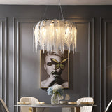Modern Draped Metal Chain Chandelier LED Gasolier Lighting in Rose Gold and Chrome