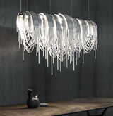 Modern Draped Metal Chain Chandelier LED Gasolier Lighting in Rose Gold and Chrome