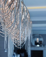 Modern Draped Metal Chain Chandelier LED Gasolier Lighting in Rose Gold and Chrome