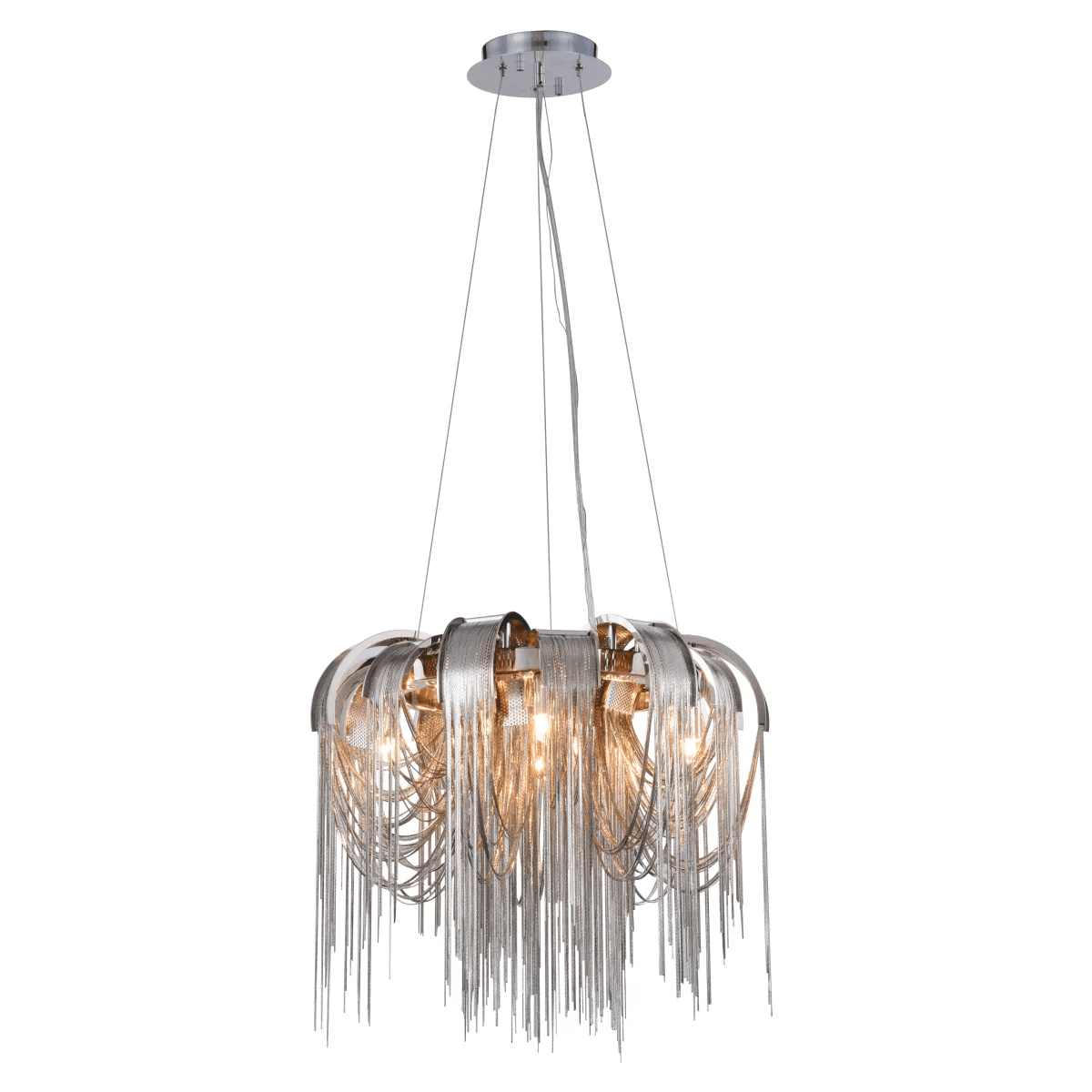 Modern Draped Metal Chain Chandelier LED Gasolier Lighting in Rose Gold and Chrome