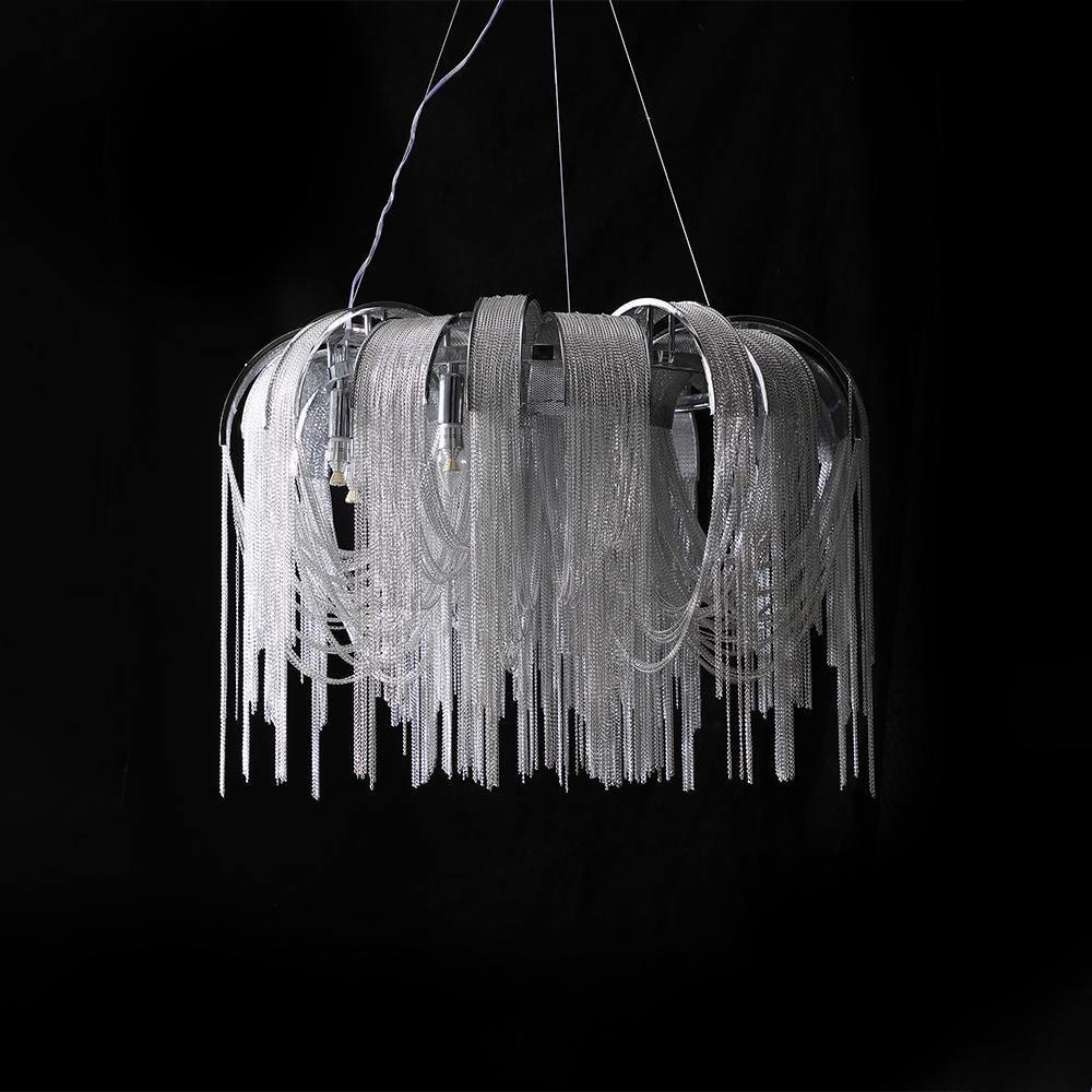 Modern Draped Metal Chain Chandelier LED Gasolier Lighting in Rose Gold and Chrome