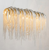 Modern Draped Metal Chain Chandelier LED Gasolier Lighting in Rose Gold and Chrome
