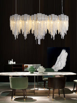 Modern Draped Metal Chain Chandelier LED Gasolier Lighting in Rose Gold and Chrome