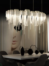 Modern Draped Metal Chain Chandelier LED Gasolier Lighting in Rose Gold and Chrome