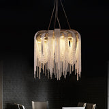Modern Draped Metal Chain Chandelier LED Gasolier Lighting in Rose Gold and Chrome