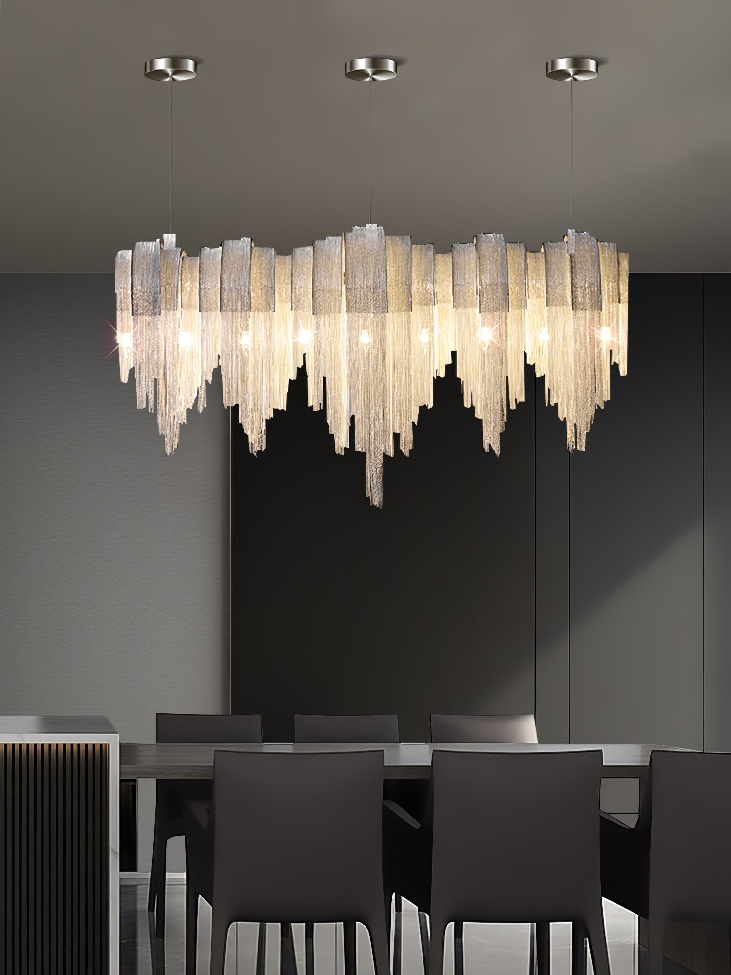Modern Draped Metal Chain Chandelier LED Gasolier Lighting in Rose Gold and Chrome