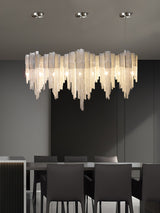 Modern Draped Metal Chain Chandelier LED Gasolier Lighting in Rose Gold and Chrome