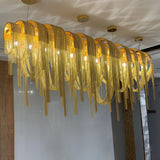 Modern Draped Metal Chain Chandelier LED Gasolier Lighting in Rose Gold and Chrome