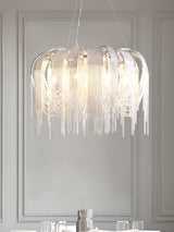 Modern Draped Metal Chain Chandelier LED Gasolier Lighting in Rose Gold and Chrome