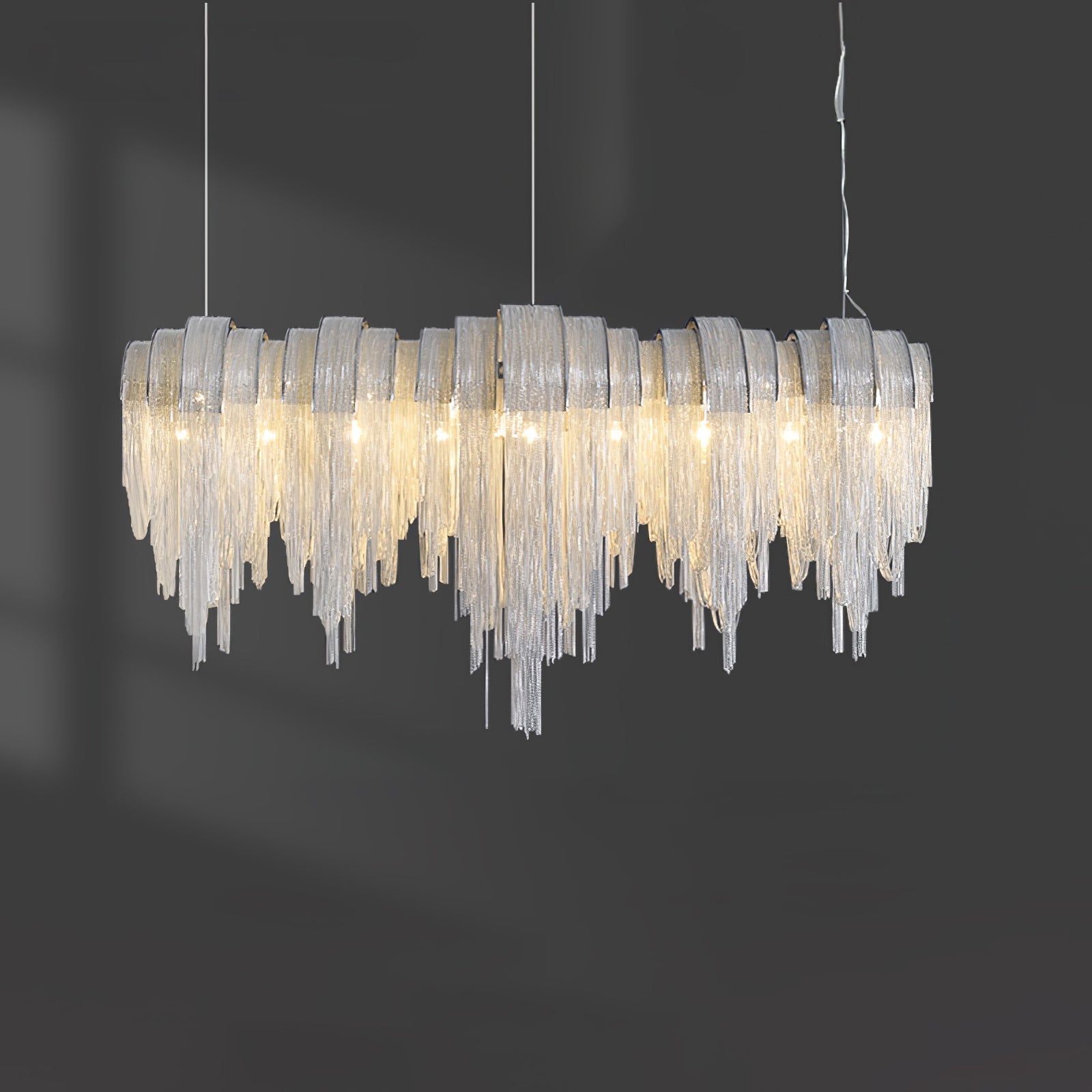 Modern Draped Metal Chain Chandelier LED Gasolier Lighting in Rose Gold and Chrome