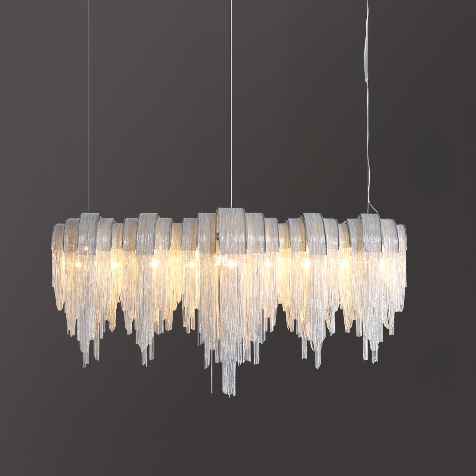 Modern Draped Metal Chain Chandelier LED Gasolier Lighting in Rose Gold and Chrome