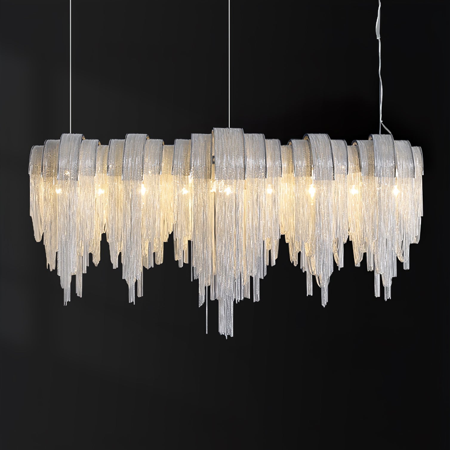 Modern Draped Metal Chain Chandelier LED Gasolier Lighting in Rose Gold and Chrome