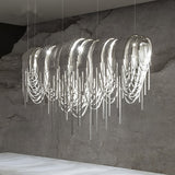 Modern Draped Metal Chain Chandelier LED Gasolier Lighting in Rose Gold and Chrome